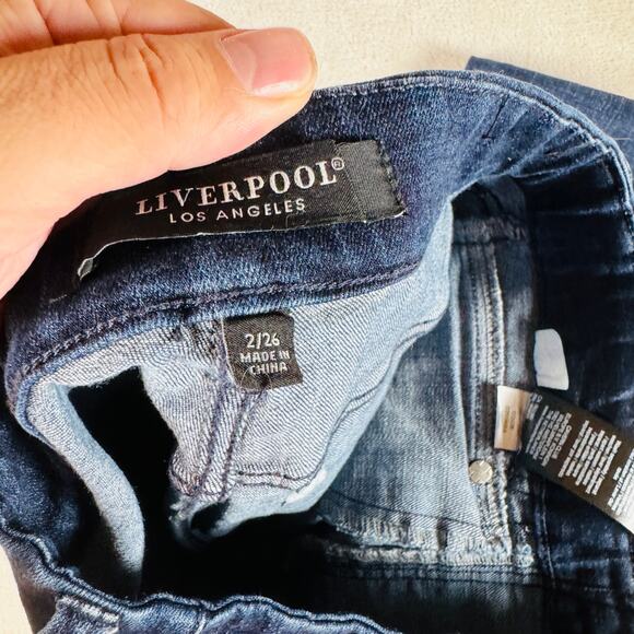 Liverpool Jeans Women 2/26 Columbia Blue Double Fray Hem Liv Non Skinny Skinny - Picture 4 of 14